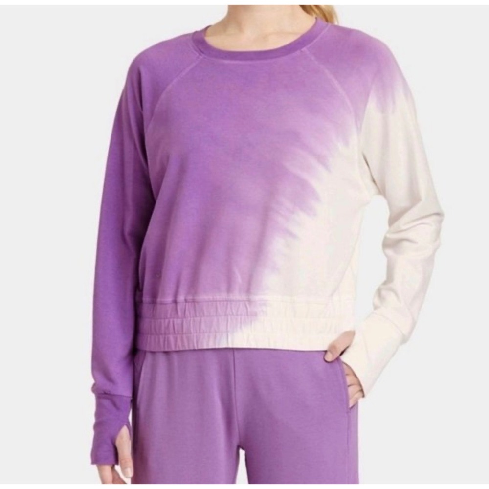 Joy‎ Lab Women's Tie Dye Crew Neck Sweatshirt Purple Cream Size L